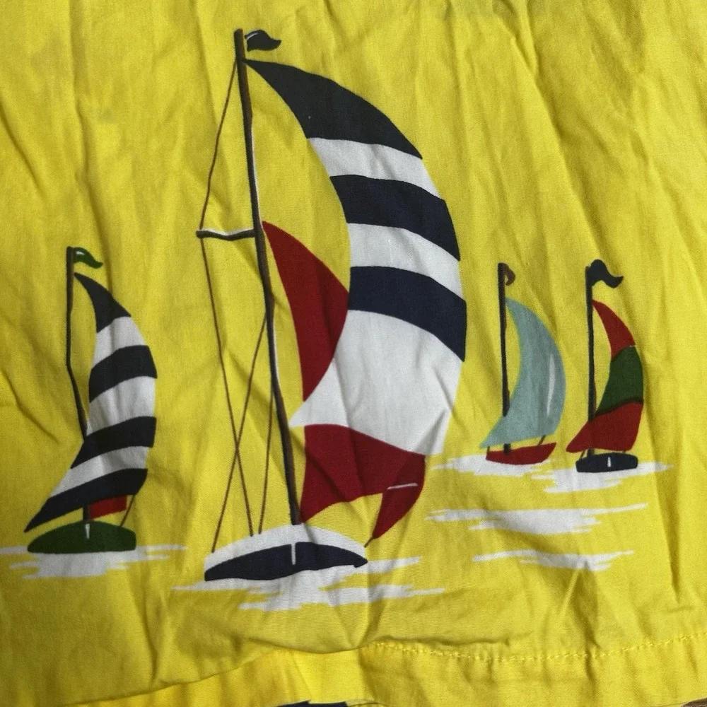 Vintage Polo Ralph Lauren Camp Shirt Large Yellow Sailing Sailboat Loop Collar